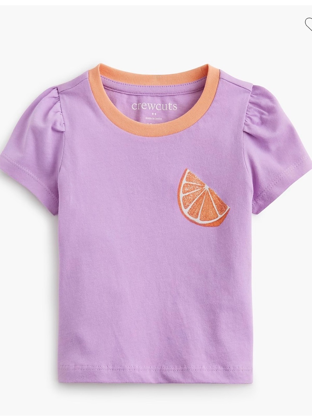 New J. Crew Crewcuts Girls Lavender Tee with Orange Slice - 6-12 months